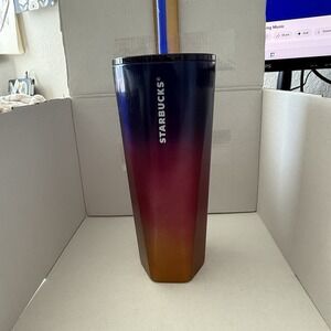Starbucks 24oz Orange Pink Blue Stainless Stell Tumbler Cup Cold Hot Rainbow